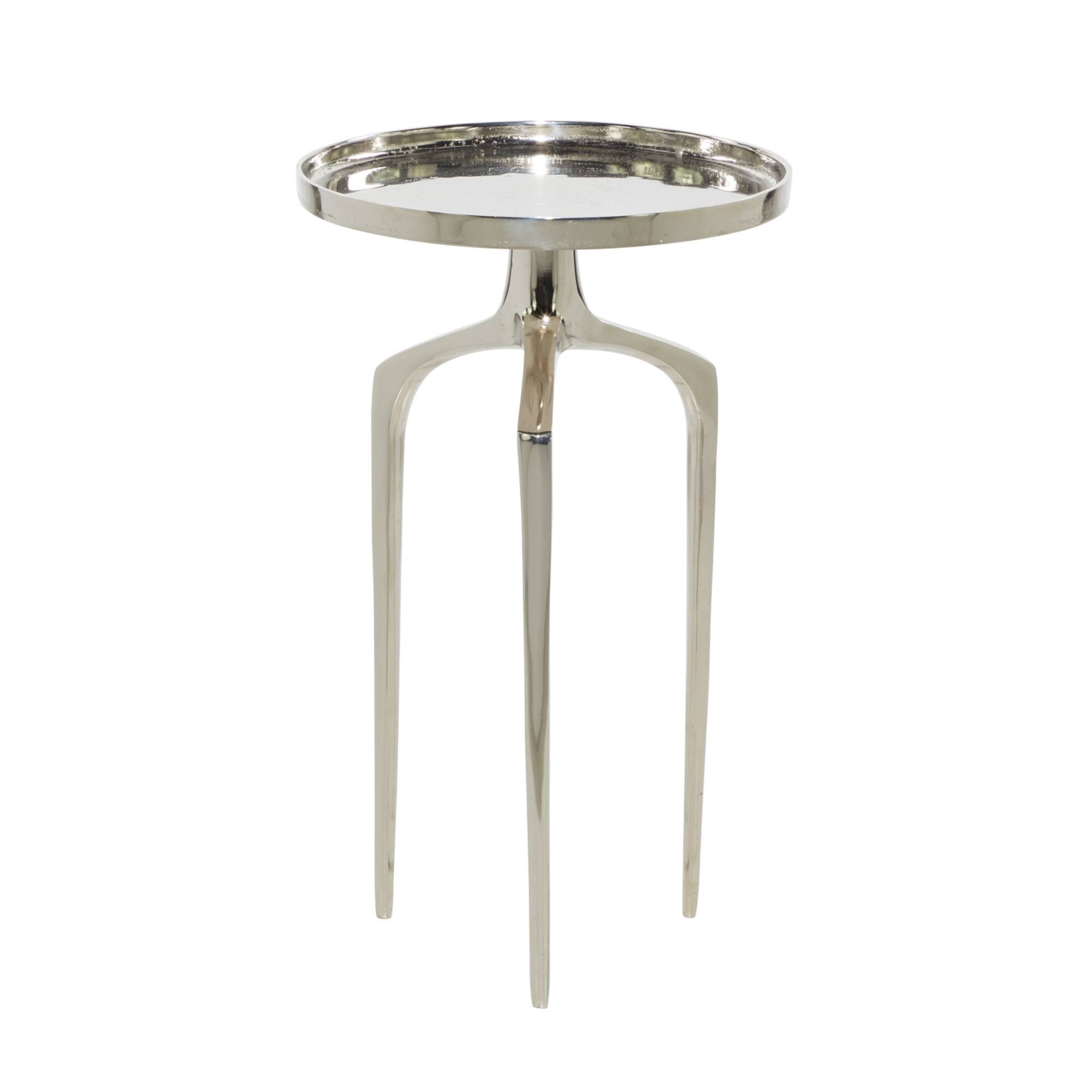 13" Contemporary Round Silver Raised Edge Accent Table